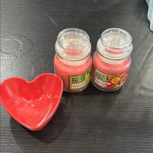 Red Heart Bowl and Candle Set